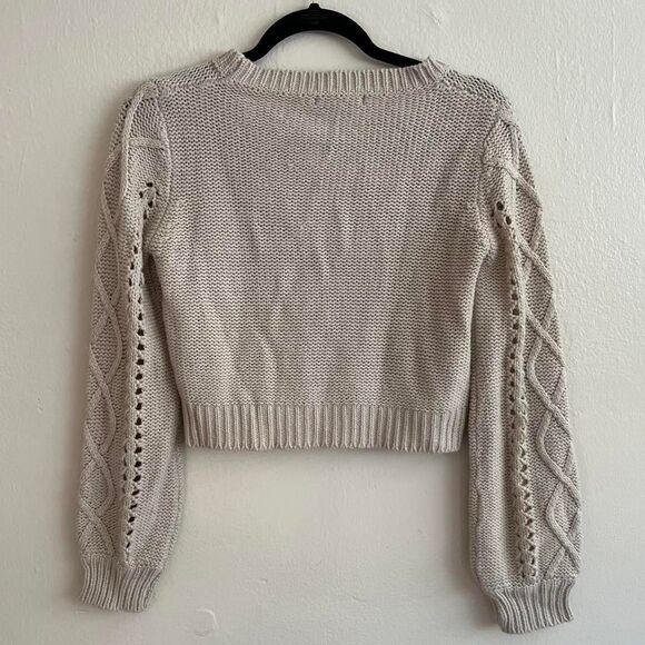 Brandy Melville Cream Knit Crop Sweater - Picture 3 of 4